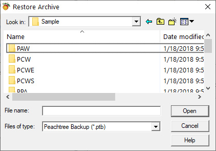 peachtree accounting file extension