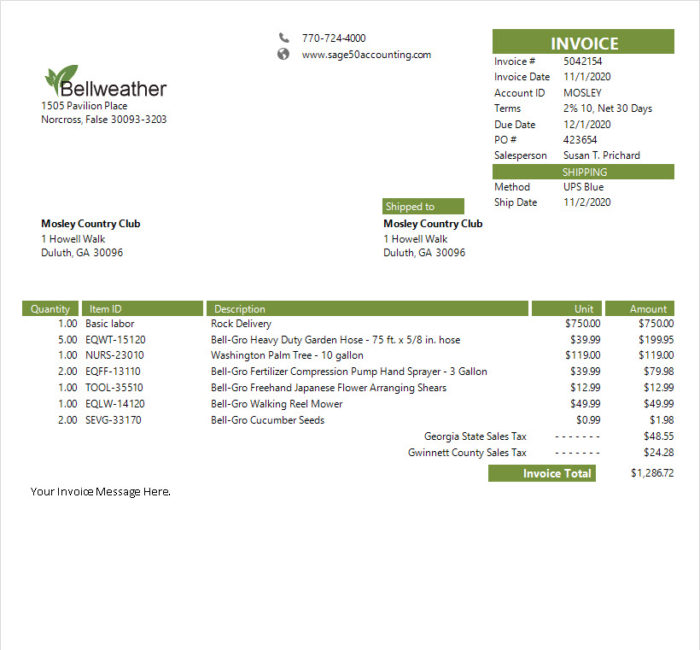 Sage 50 Simple Invoice Products