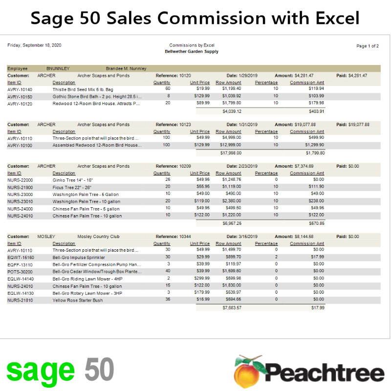 Sage 50 Sales Commission Report with Excel Rules
