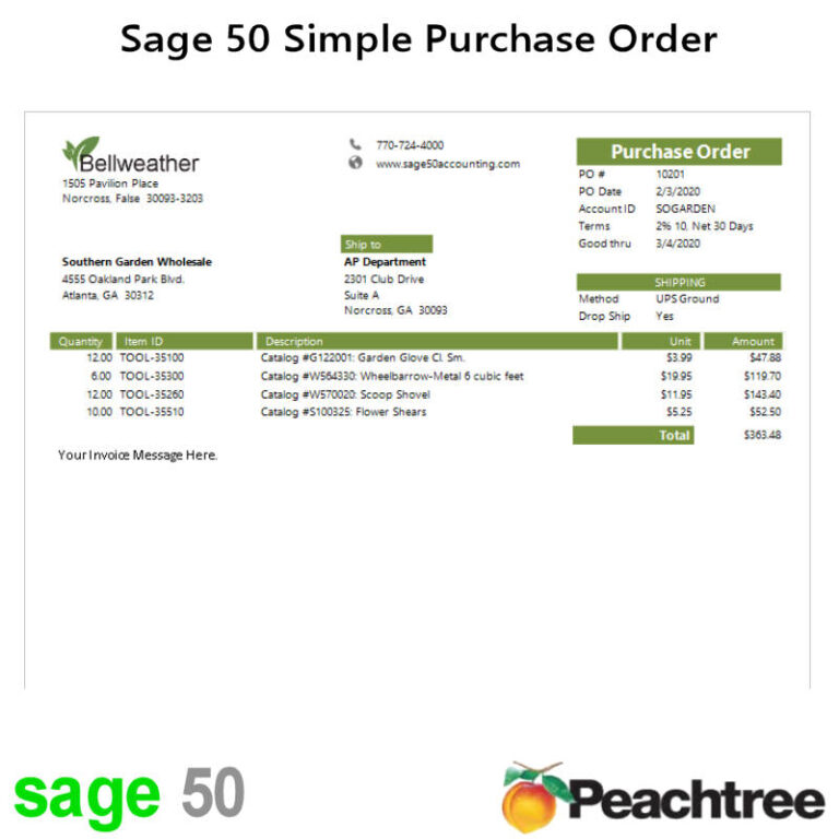 Sage 50 Simple Purchase Order