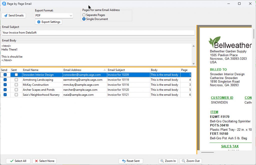 Email Page by Page Dialog