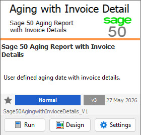 Sage 50 A/R Aging Report with Invoice Details