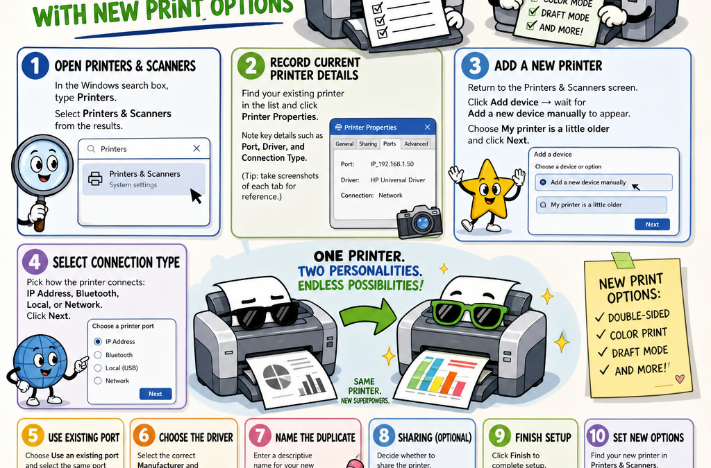 Duplicate a printer with new print options